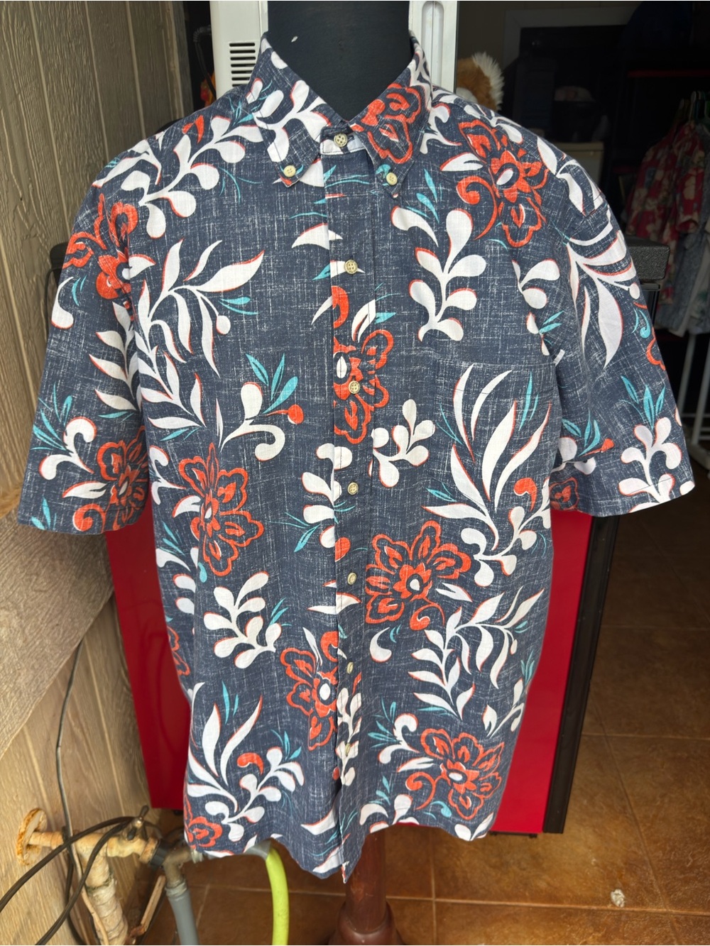 PreOwned Reyn Spooner  Hawaiian Print Multicolored Full Button Men's XL